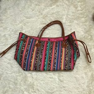 Serape/leopard tote